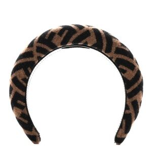 FENDI Wool Cashmere FF Logo Headband Tobacco